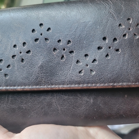 RGA Accessories Brown Fold Checkbook Wallet Vintage Floral Design - Picture 9 of 11